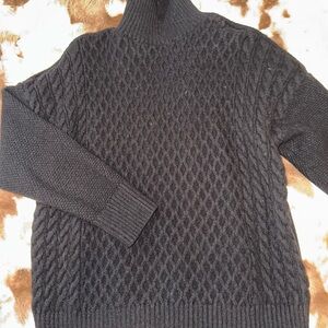 Ann Taylor Black Cable Knit Turtleneck Sweater
